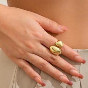✨ Chunky Dome Rings Set | 3pcs Adjustable Gold Statement Rings